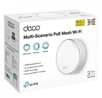 Внешний вид: TP-Link Deco X50-PoE 3 Unit Whole Home Mesh WiFi 6 System TP-Link Deco X50-PoE 3 Unit Whole Home Mesh WiFi 6 System