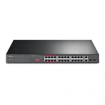 Внешний вид: TP-Link TL-SL1226P 24-Port 10/100Mbps + 2-Port Gigabit Unmanaged PoE+ Switch TP-Link TL-SL1226P 24-Port 10/100Mbps + 2-Port Gigabit Unmanaged PoE+ Switch