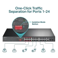 TP-Link TL-SL1226P 24-Port 10/100Mbps + 2-Port Gigabit Unmanaged PoE+ Switch