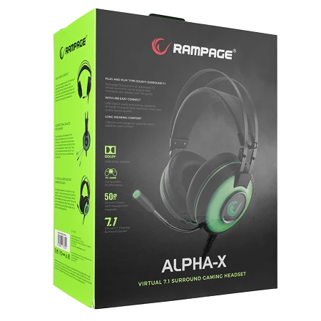 Rampage SN-RW66 Alpha-X Green Gaming Headset