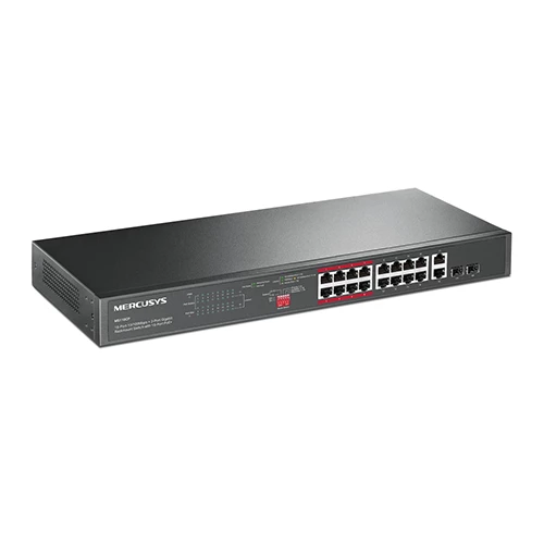 Mercusys MS118CP 16-Port 10/100Mbps + 2-Port Gigabit Rackmount Switch with 16-Port PoE+