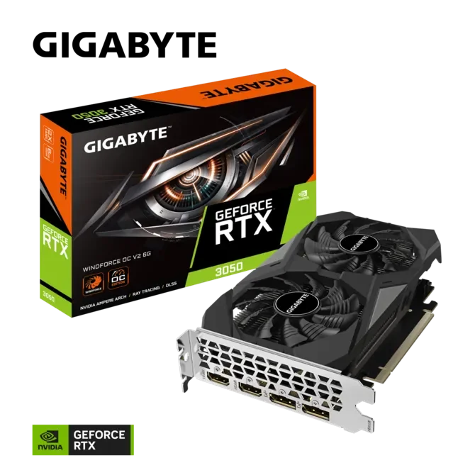 Gigabyte GeForce RTX&trade; 3050 WINDFORCE OC V2 6G 6GB 96bit (GV-N3050WF20CV2-6GD)