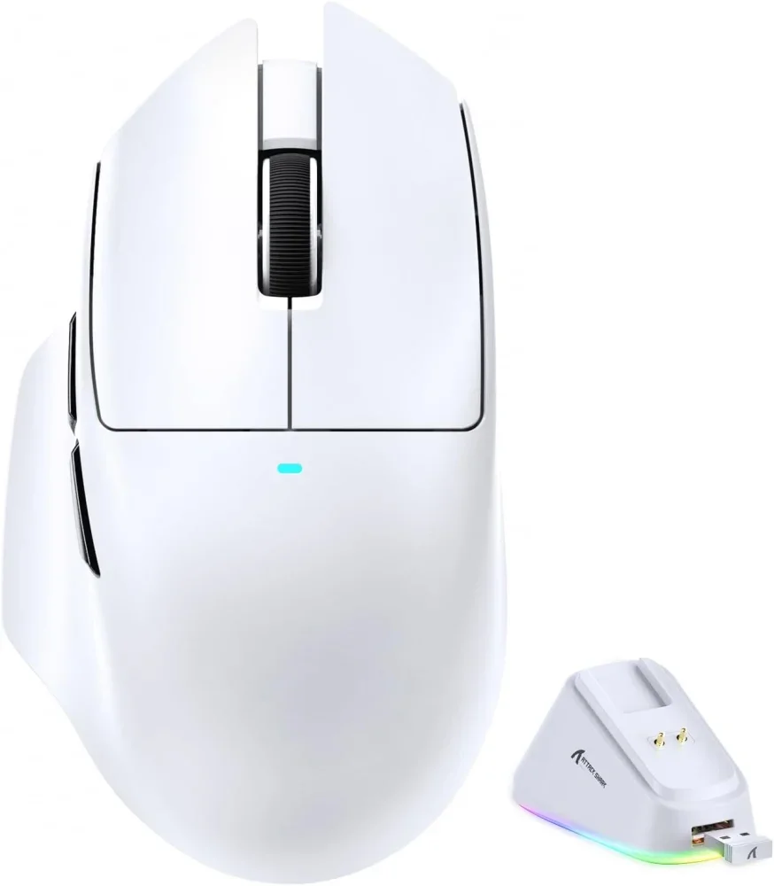 Attack Shark V6 Ultra-Light Tri-Mode Gaming Mouse with Charging Dock