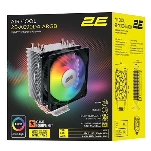 2E Gaming Air Cool AC90D4-ARGB CPU Cooler