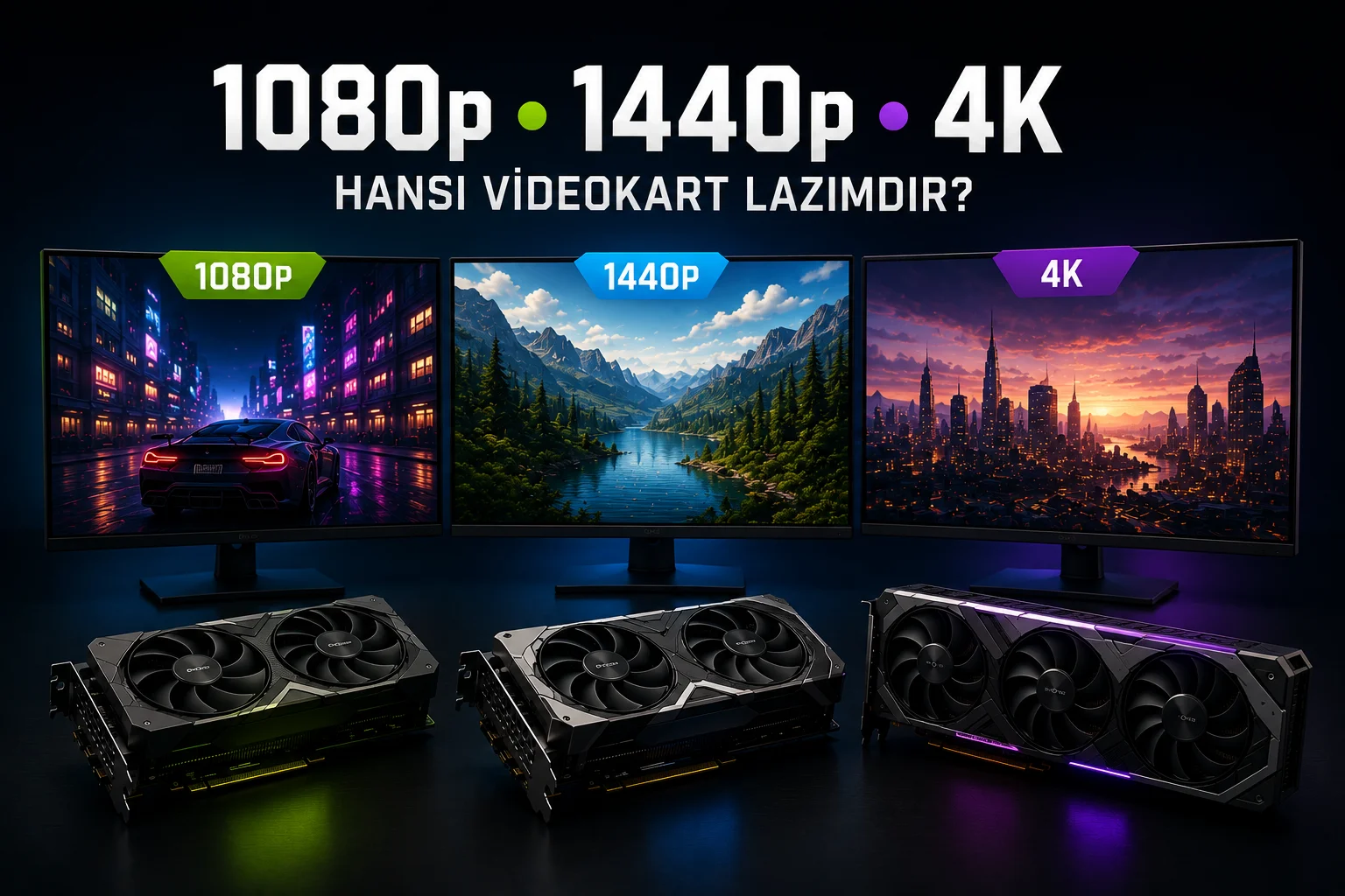 1080p, 1440p ve 4K oyun ucun hansi videokart lazimdir?