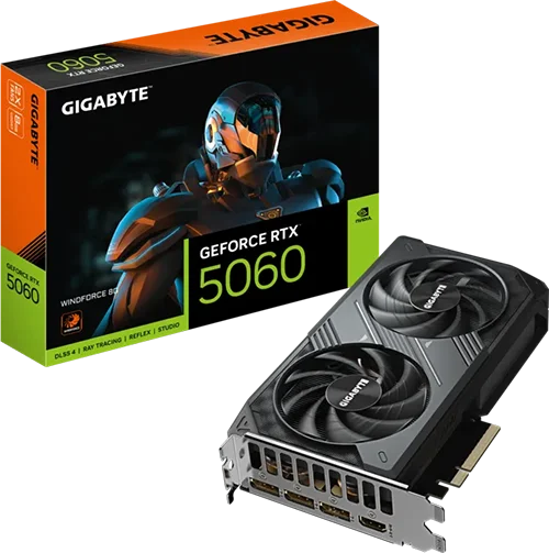 Gigabyte GeForce RTX&trade; 5060 Windforce OC 8GB 128bit (GV-N5060WF2-8GD)