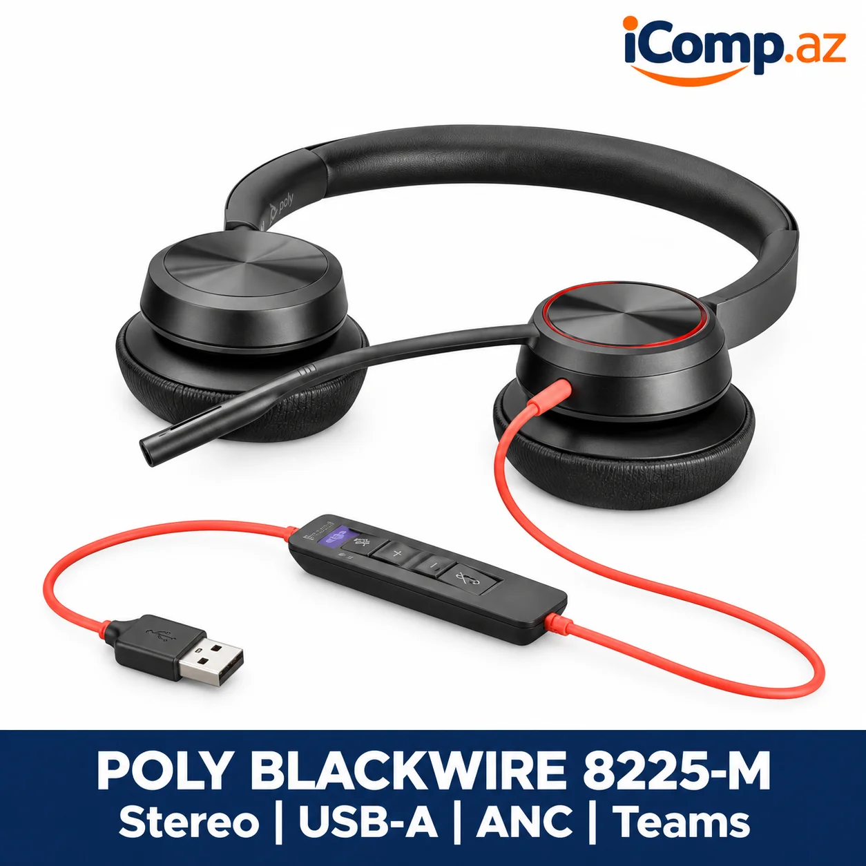 Poly Blackwire 8225-M (772K3AA) USB-A ANC Stereo Qulaqliq
