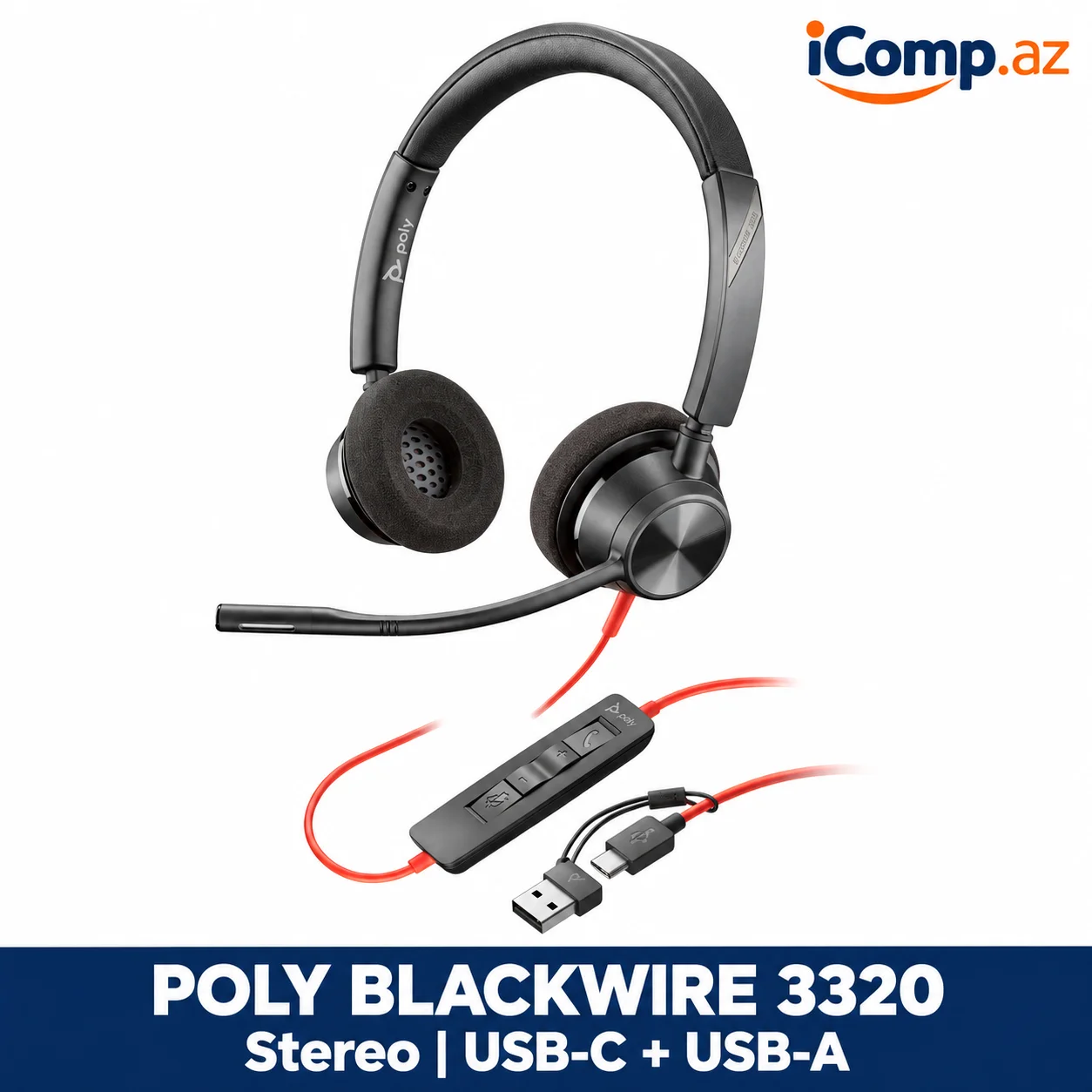 Poly Blackwire 3320 (8X219AA) USB-C Stereo Qulaqliq
