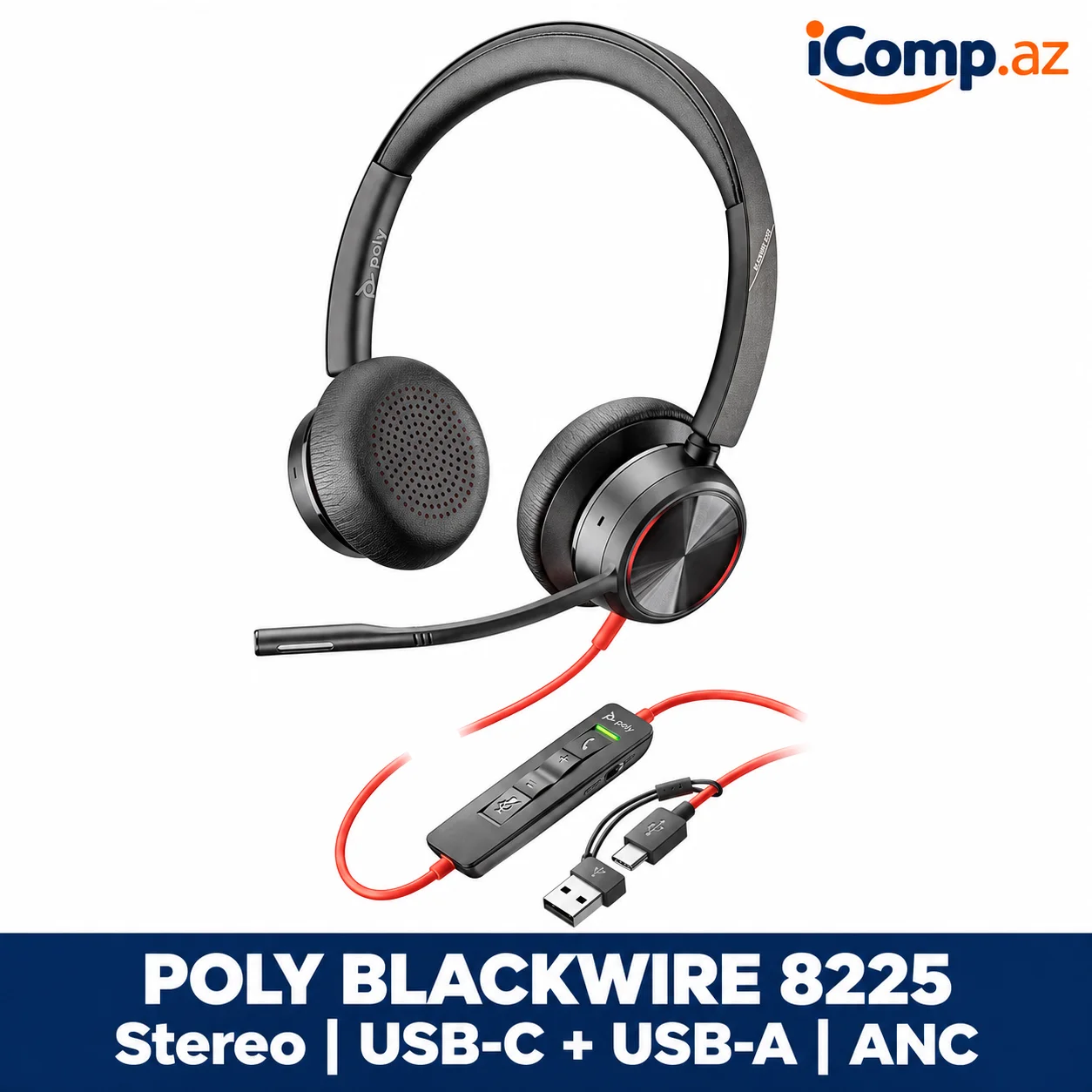 Poly Blackwire 8225 (8X223AA) USB-C ANC Stereo Qulaqliq