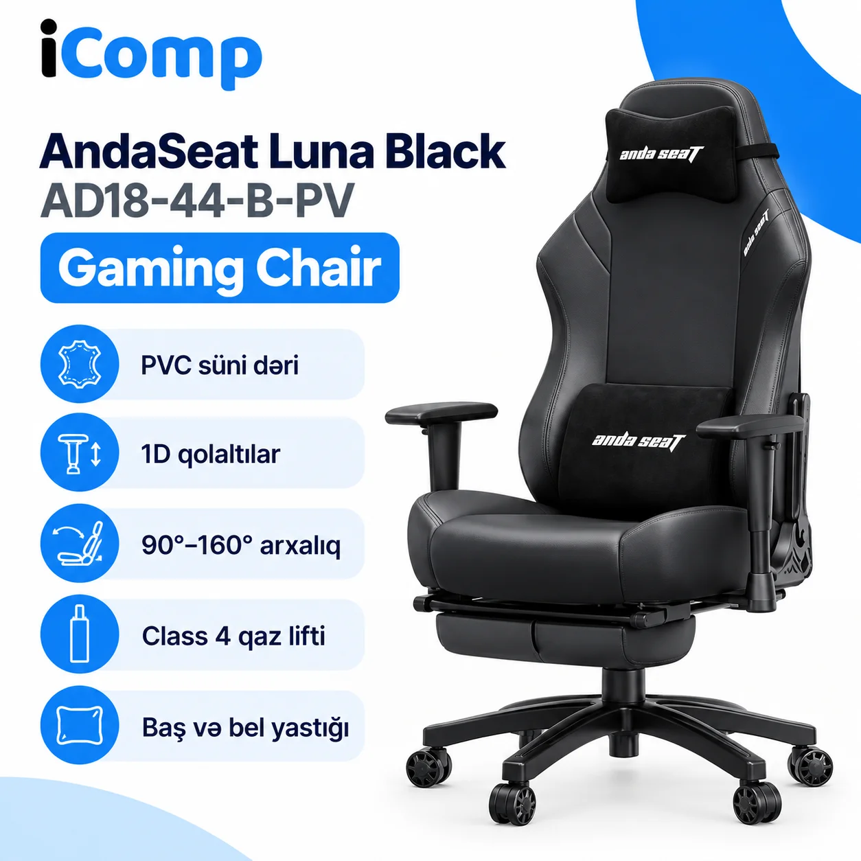 AndaSeat Luna Black AD18-44-B-PV Gaming Chair