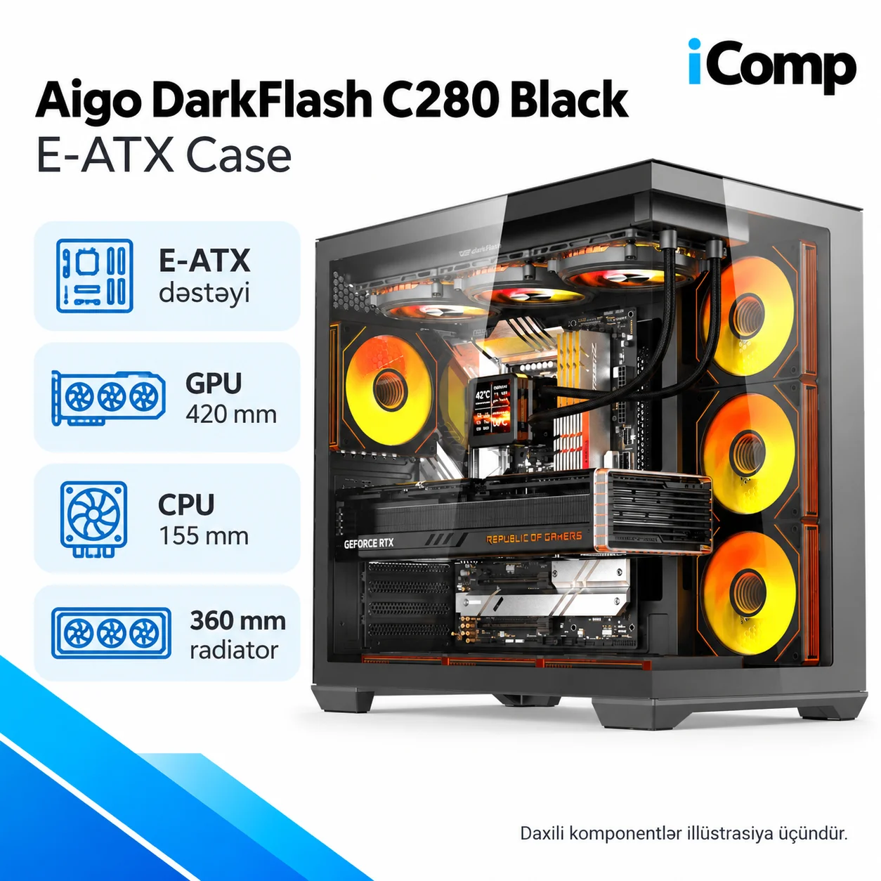 Aigo DarkFlash C280 Black E-ATX Case