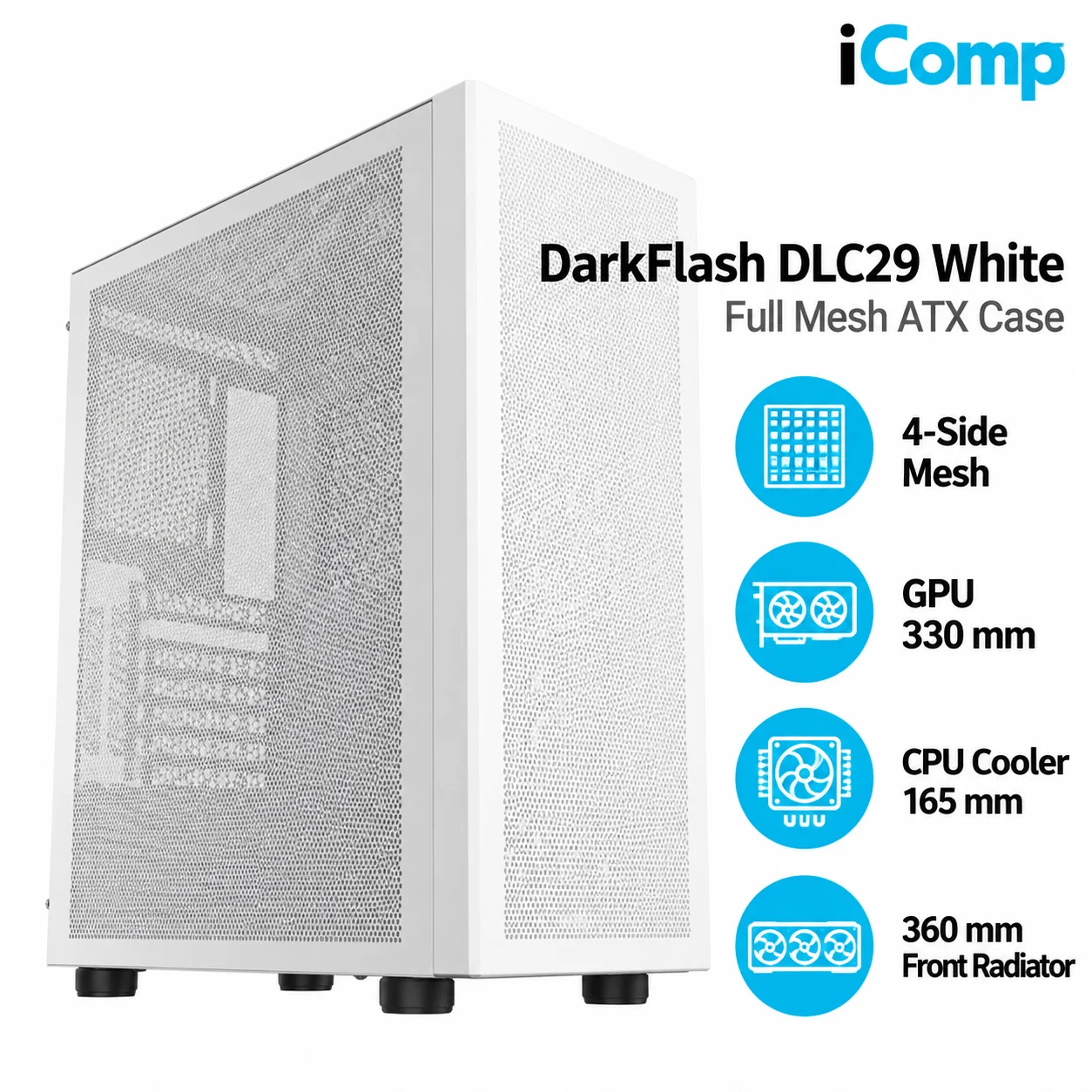Aigo DarkFlash DLC29 Full Mesh White ATX Case