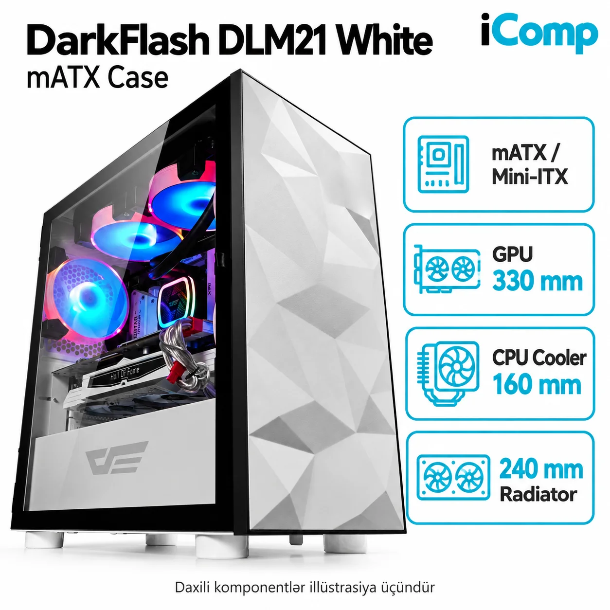 Aigo DarkFlash DLM21 White mATX Case