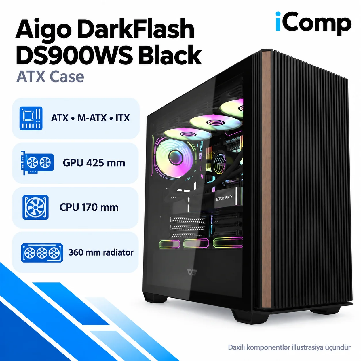 Aigo DarkFlash DS900WS Black ATX Case