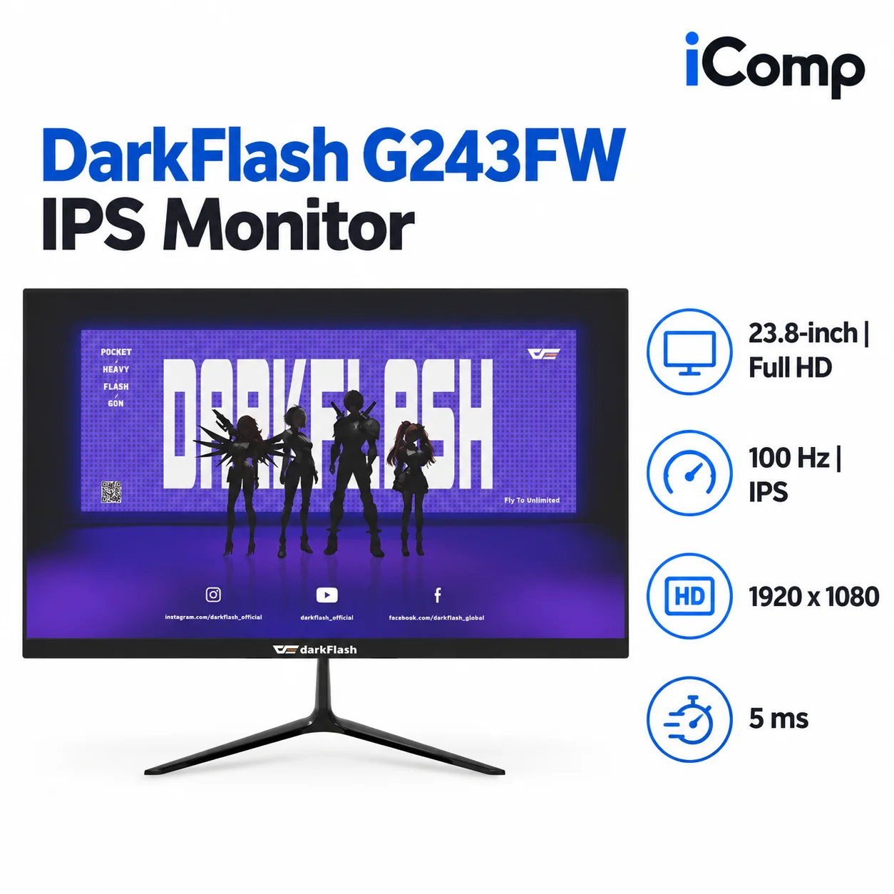 DarkFlash G243FW 24-inch 100Hz IPS FHD Monitor