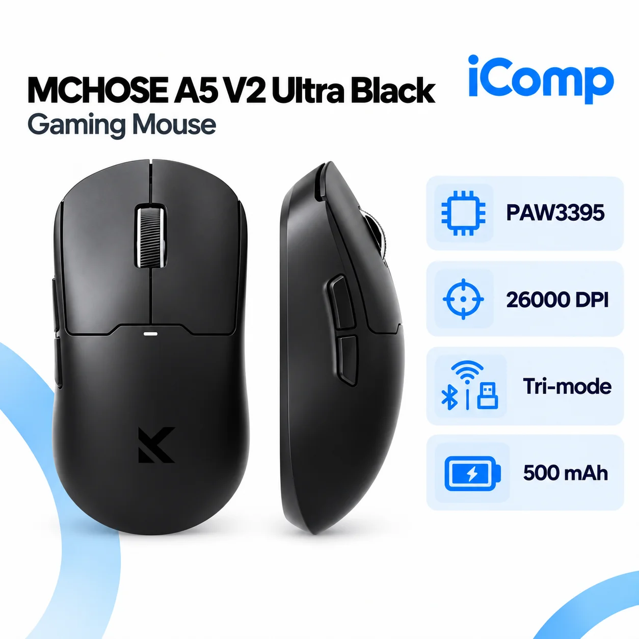 MCHOSE A5 V2 Ultra Black Gaming Mouse