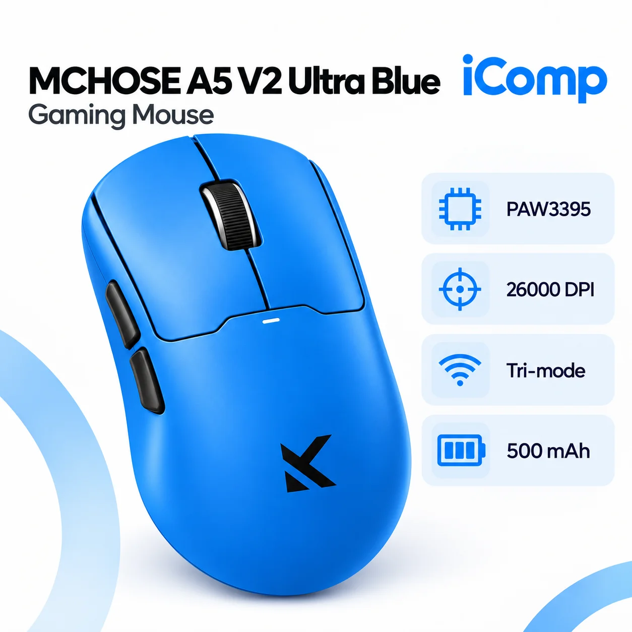 MCHOSE A5 V2 Ultra Blue Gaming Mouse