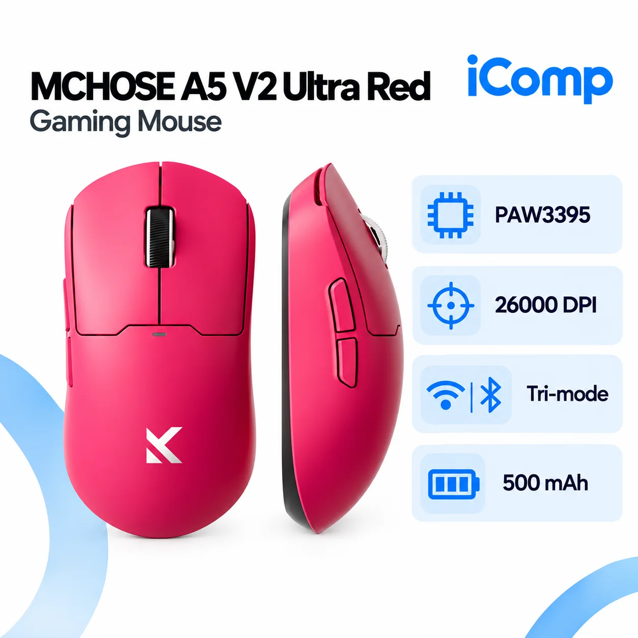MCHOSE A5 V2 Ultra Red Gaming Mouse