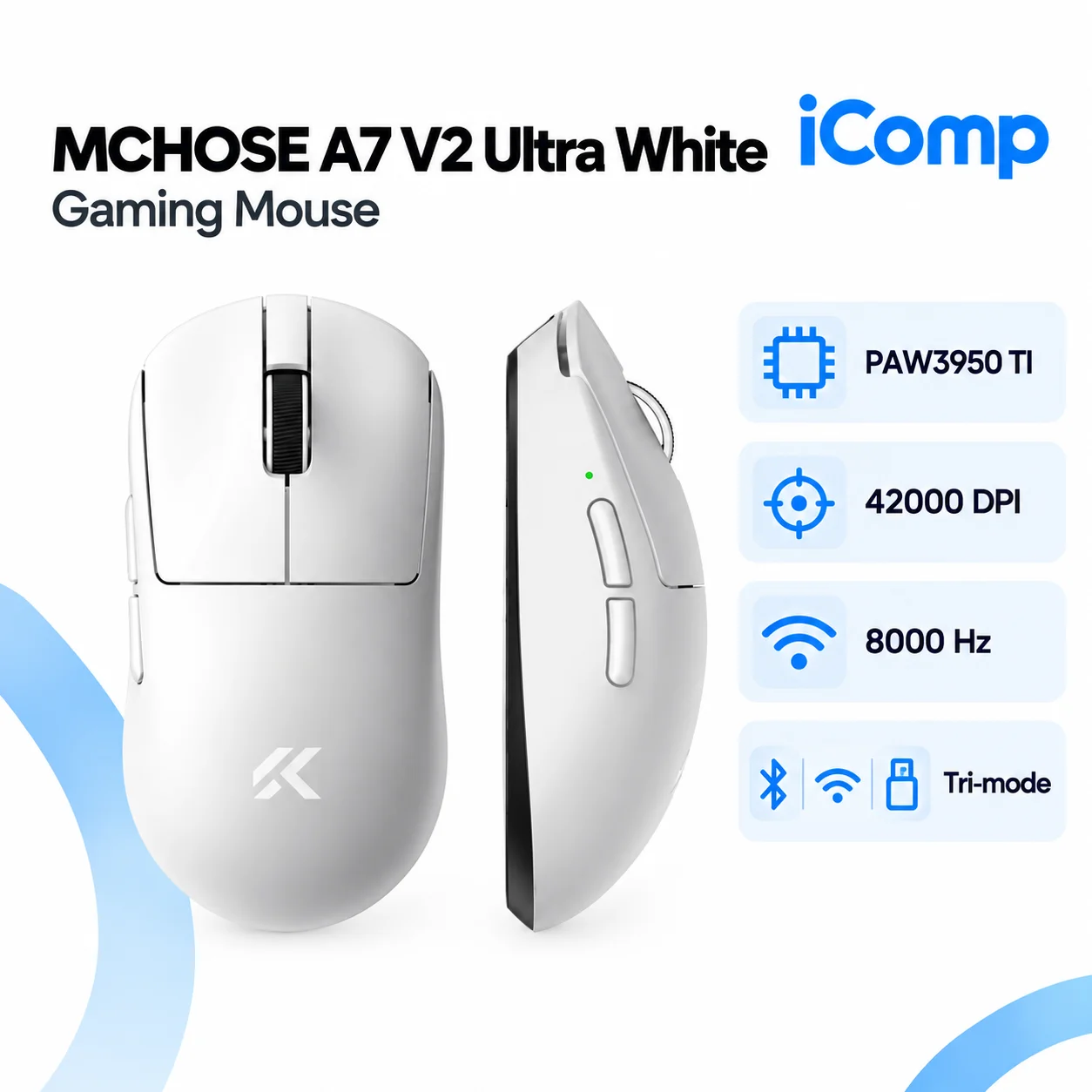 MCHOSE A7 V2 Ultra White Gaming Mouse