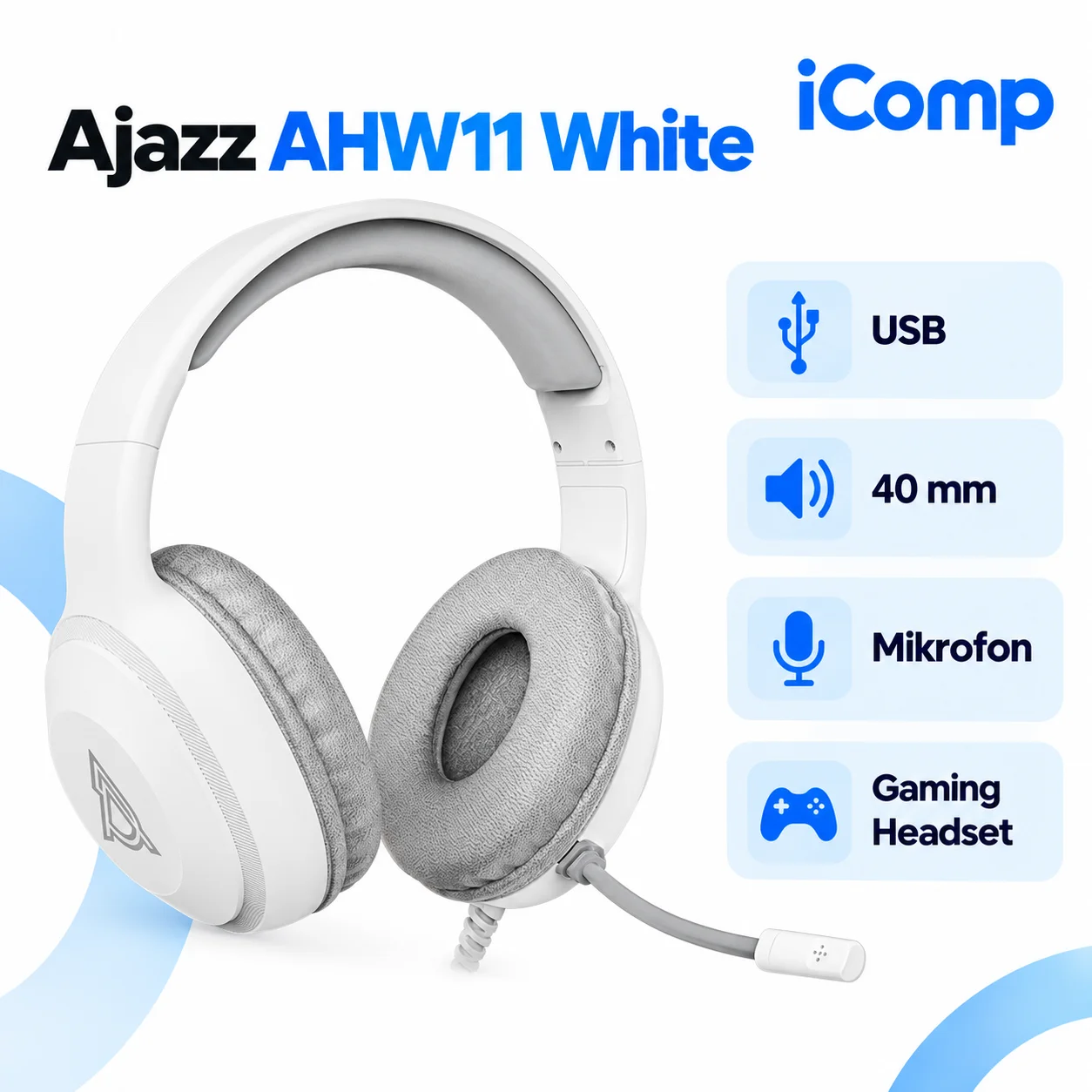 Ajazz AHW11 White Gaming Qulaqliq