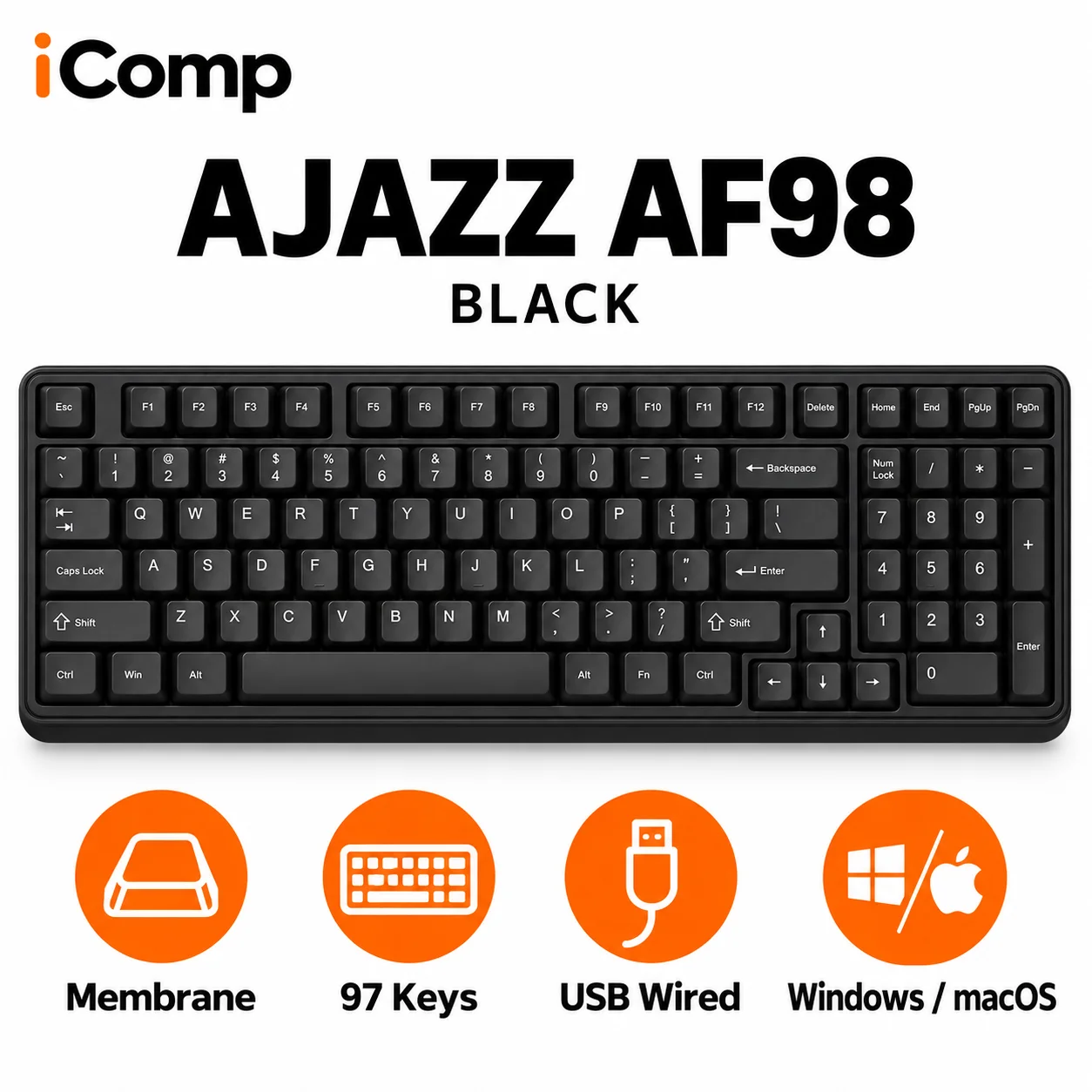 Ajazz AF98 Black Gaming Keyboard