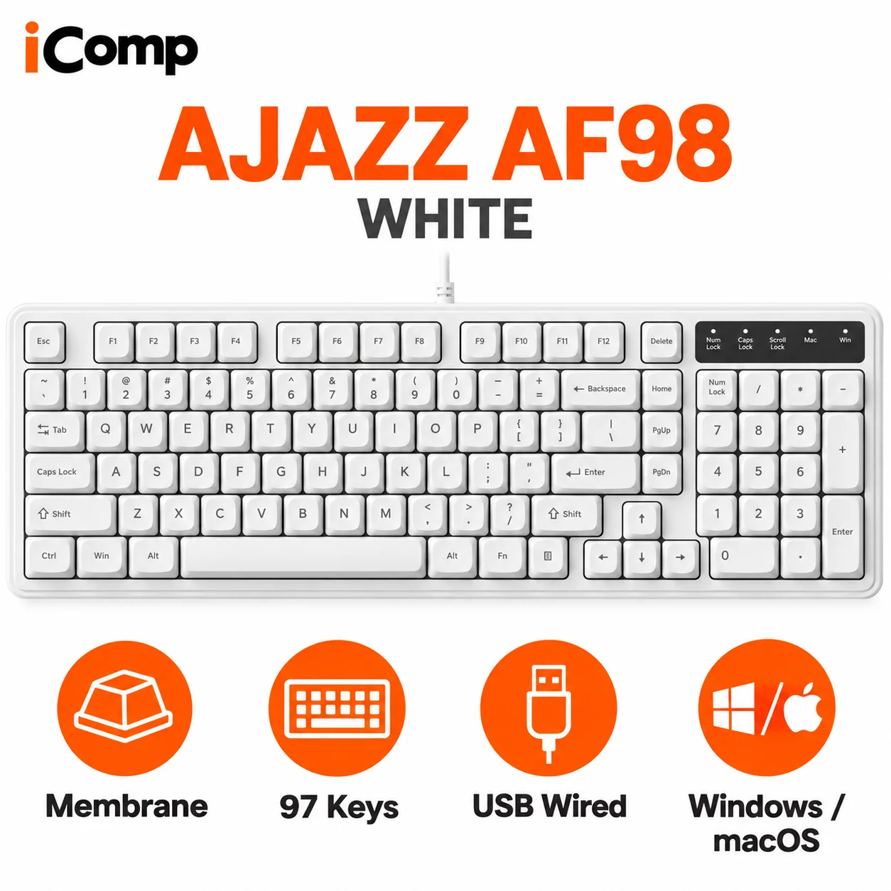 Ajazz AF98 White Gaming Keyboard