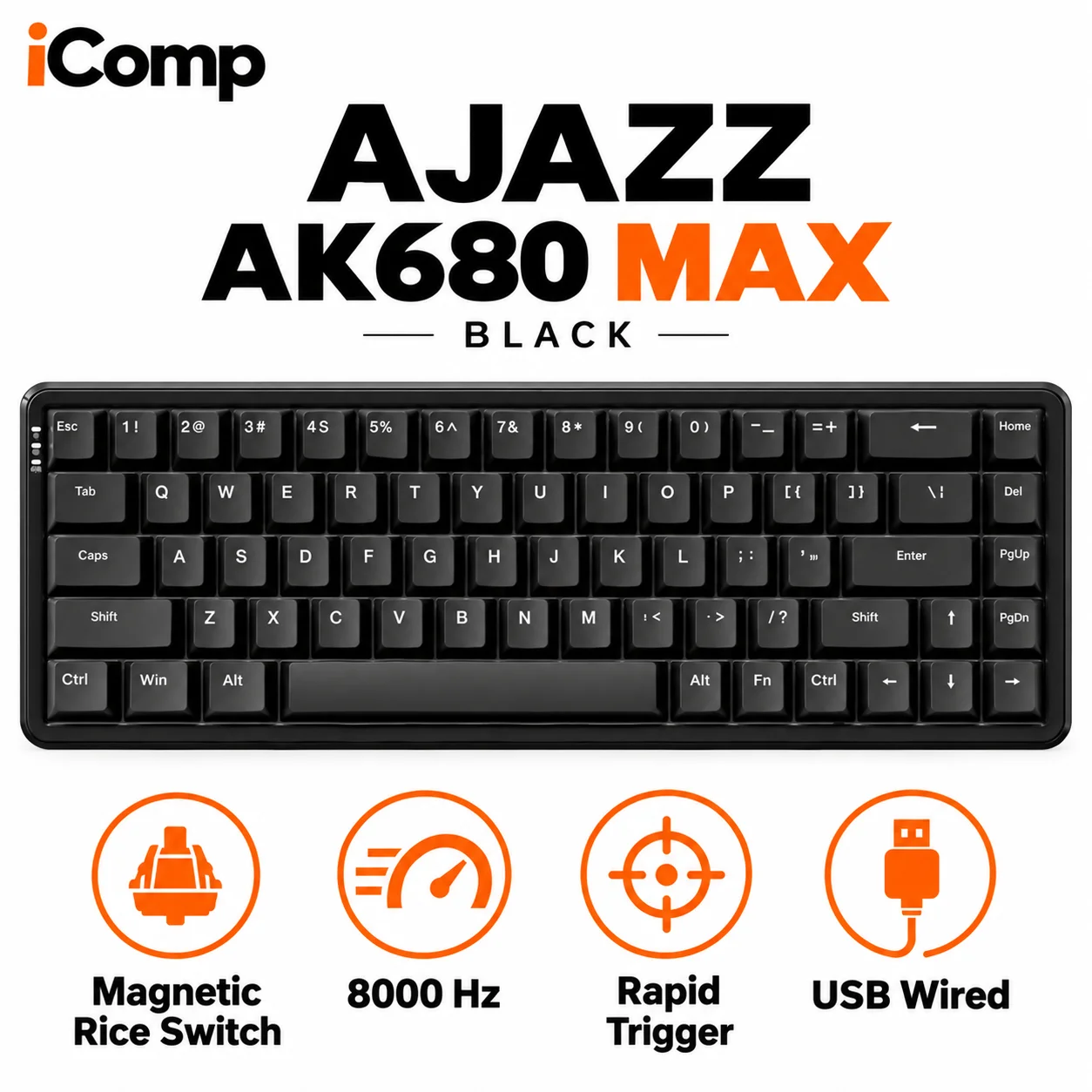 Ajazz AK680 Max Black Gaming Keyboard