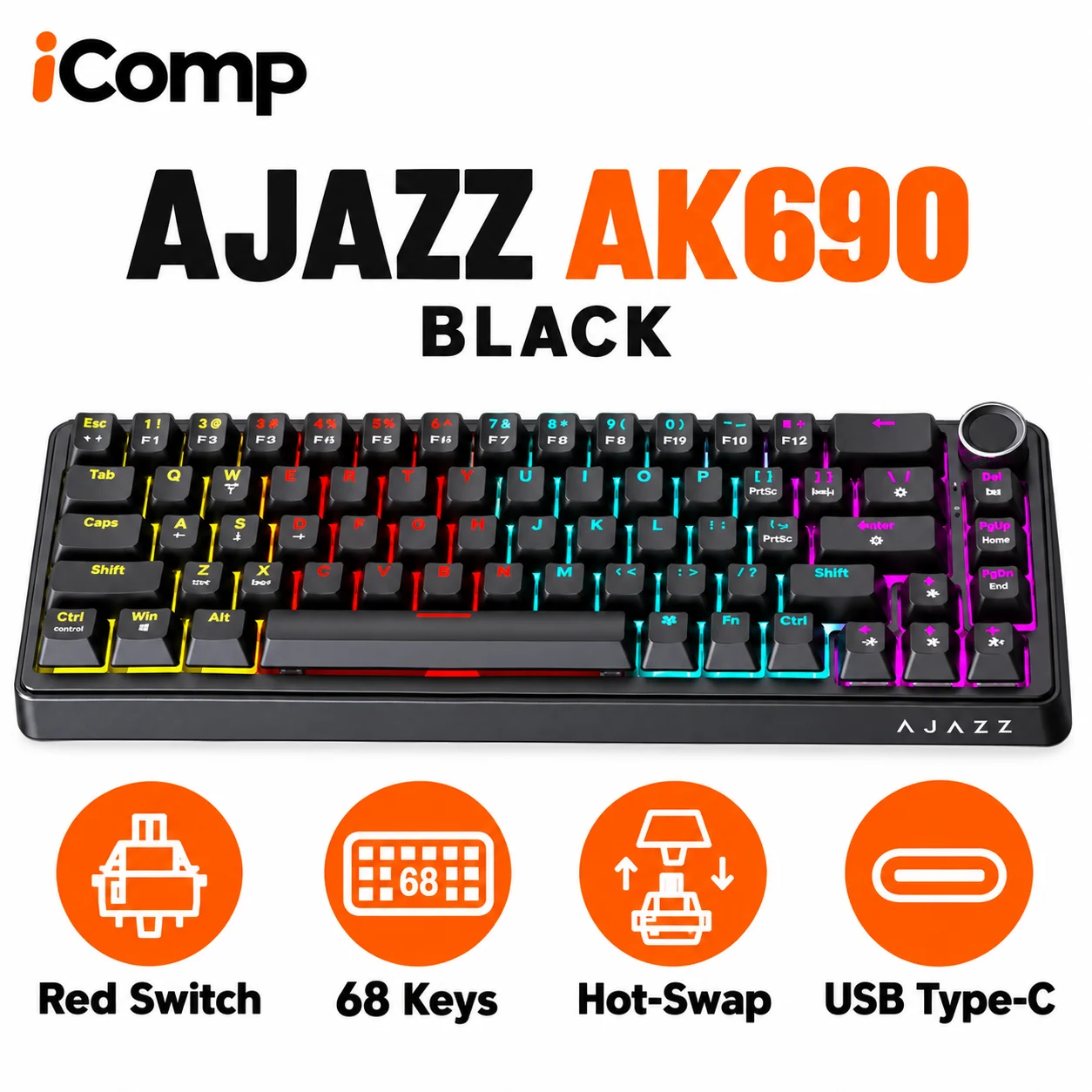 Ajazz AK690 Black Gaming Keyboard