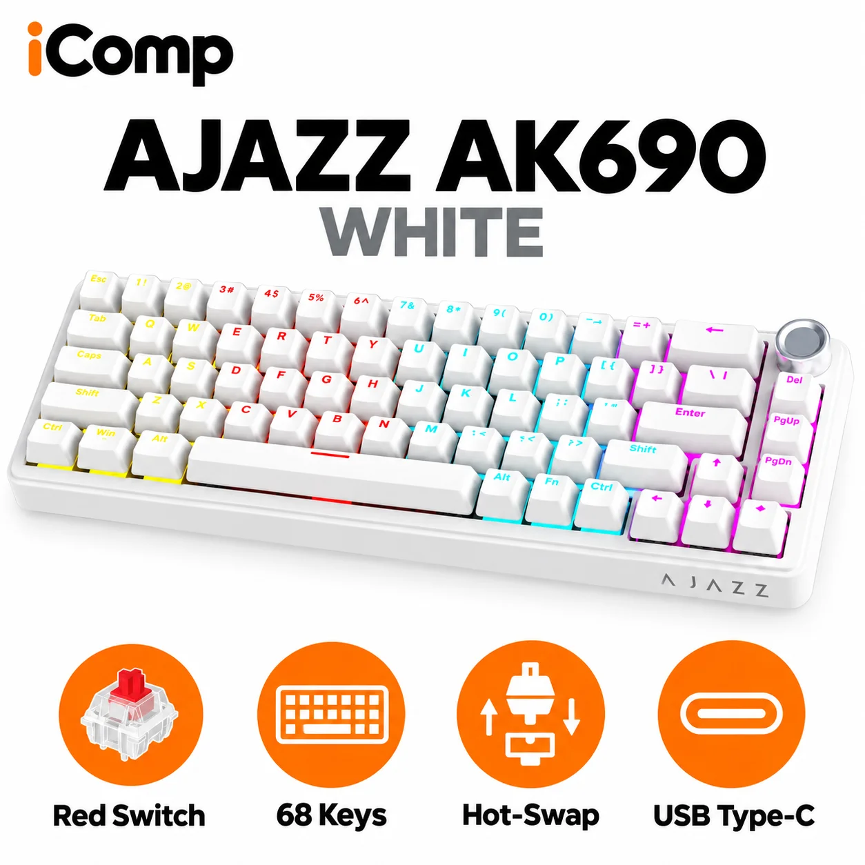 Ajazz AK690 White Gaming Keyboard