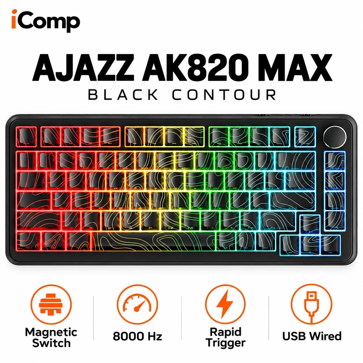 Ajazz AK820 Max Black Contour Gaming Keyboard