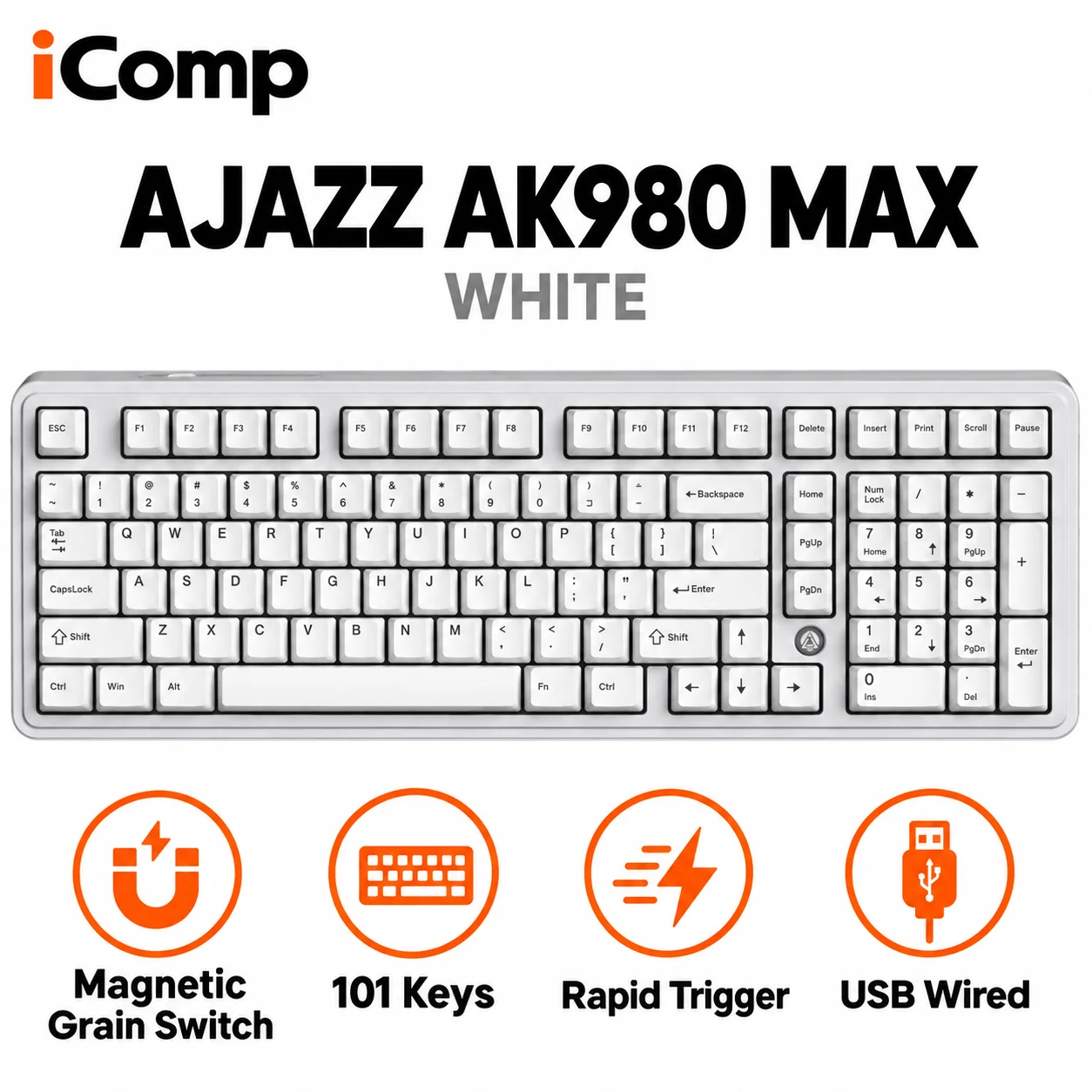 Ajazz AK980 Max White Gaming Keyboard