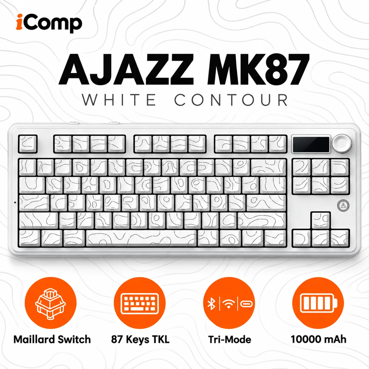Ajazz MK87 White Contour Gaming Keyboard