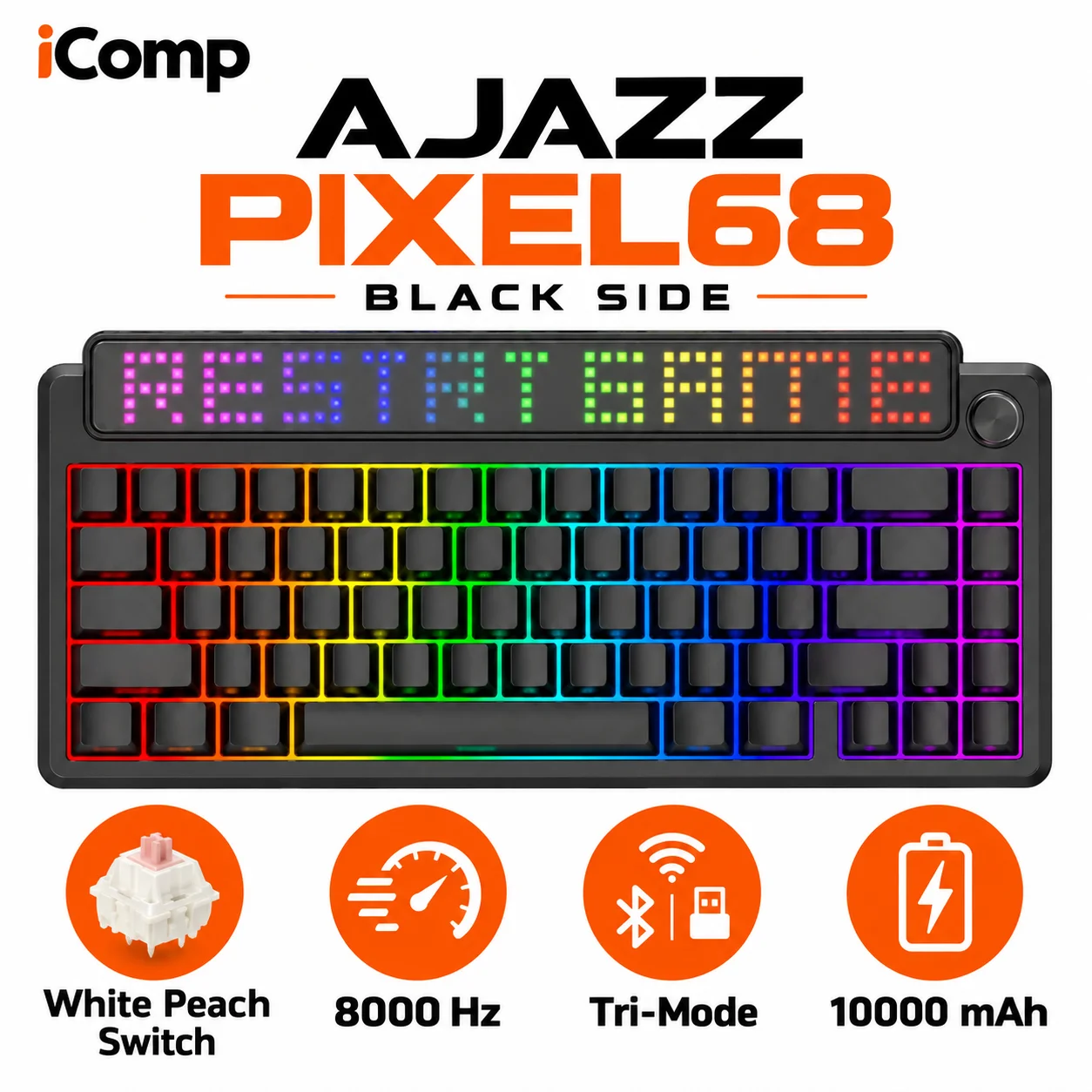 Ajazz Pixel68 Black Side Gaming Keyboard