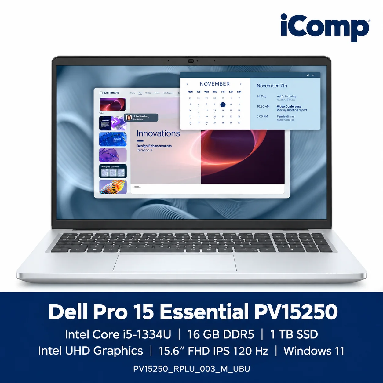 Dell Pro 15 Essential PV15250 Core i5-1334U (PV15250_RPLU_003_M_UBU) Laptop