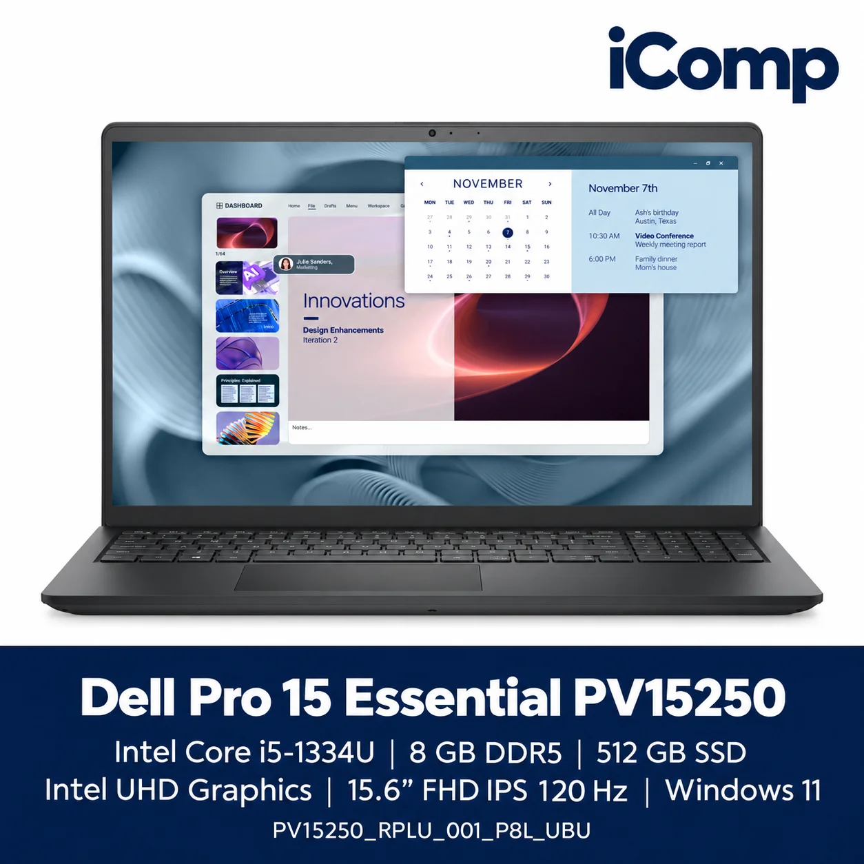 Dell Pro 15 Essential PV15250 Core i5-1334U (PV15250_RPLU_001_P8L_UBU) Laptop