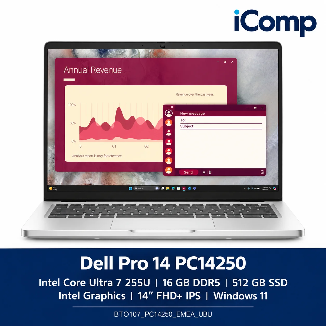 Dell Pro 14 PC14250 Ultra 7 255U (BTO107_PC14250_EMEA_UBU) Laptop