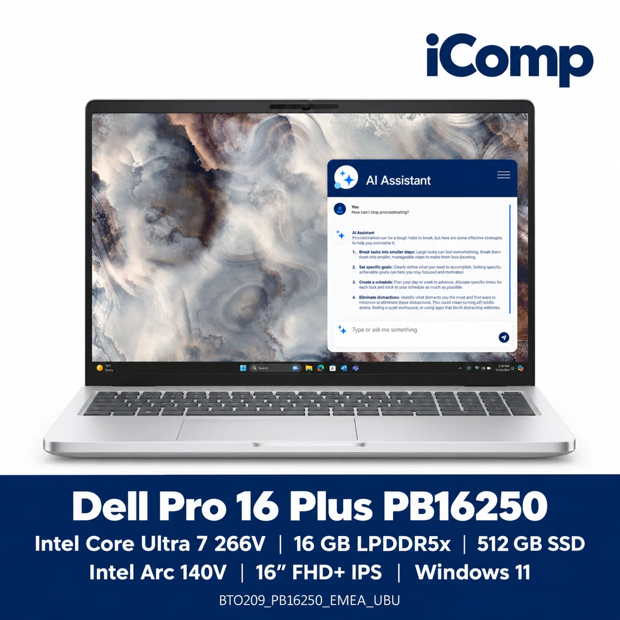 Dell Pro 16 Plus PB16250 Ultra 7 266V (BTO209_PB16250_EMEA_UBU) Laptop