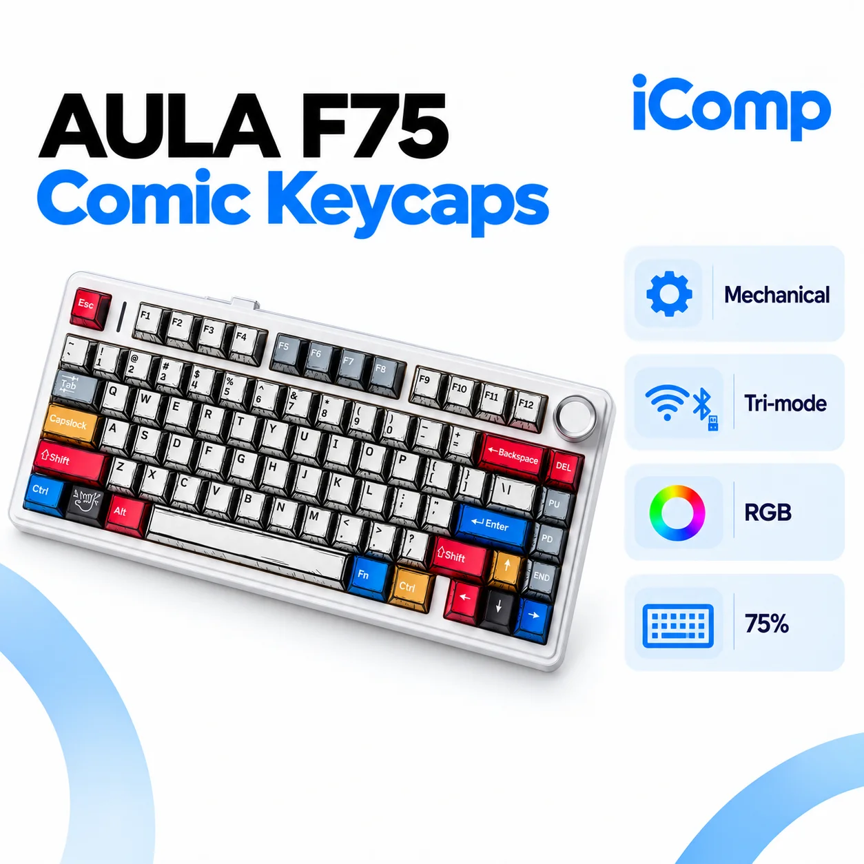 AULA F75 Comic Keycaps Gaming Keyboard