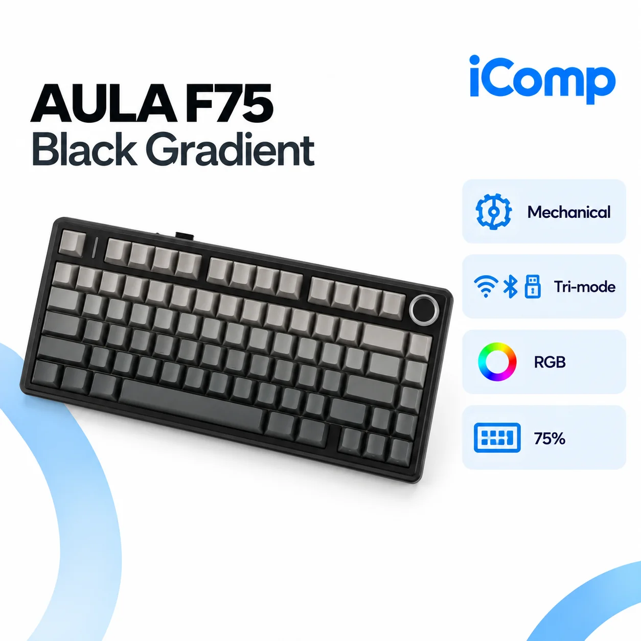AULA F75 Black Gradient Gaming Keyboard