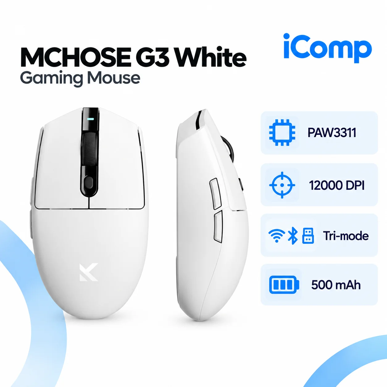 MCHOSE G3 White Gaming Mouse