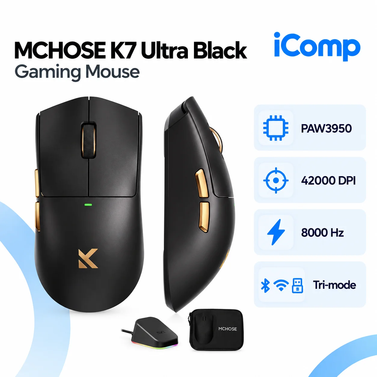 MCHOSE K7 Ultra Black Gaming Mouse