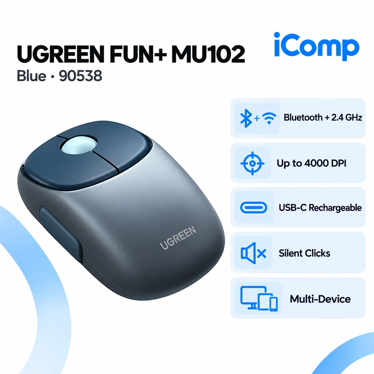 UGREEN FUN+ MU102 Blue (90538) Wireless Mouse