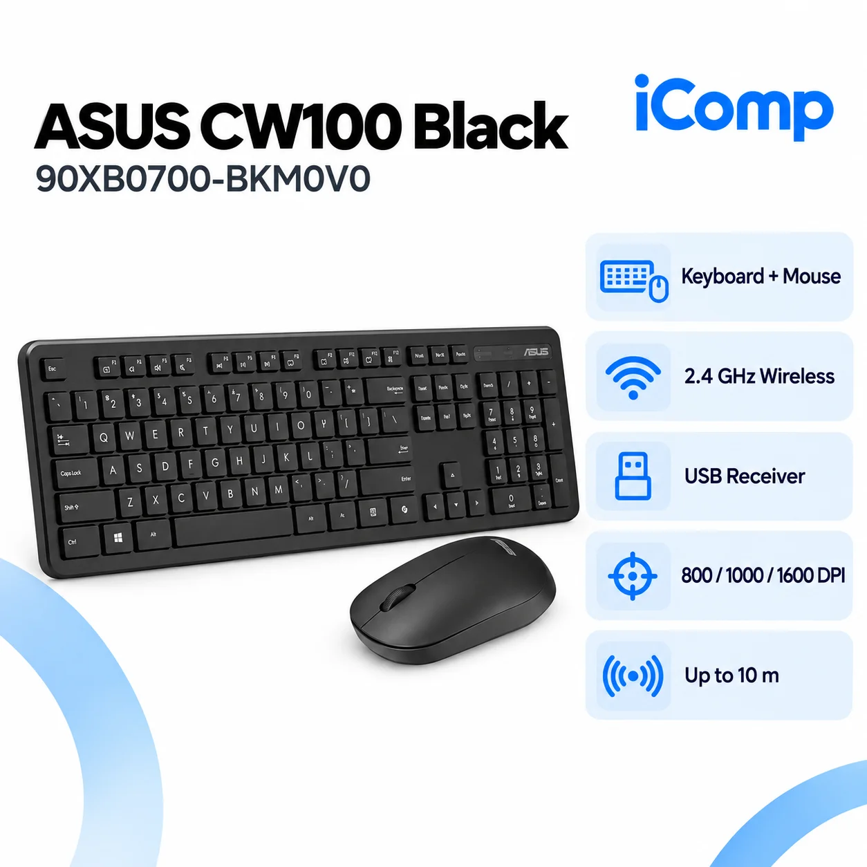 ASUS CW100 Black (90XB0700-BKM0V0) Klaviatura ve Sican Desti