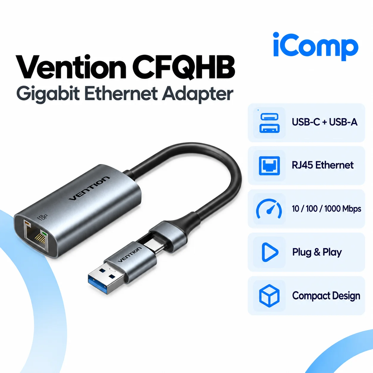Vention CFQHB USB-C/USB-A Gigabit Ethernet Adapter