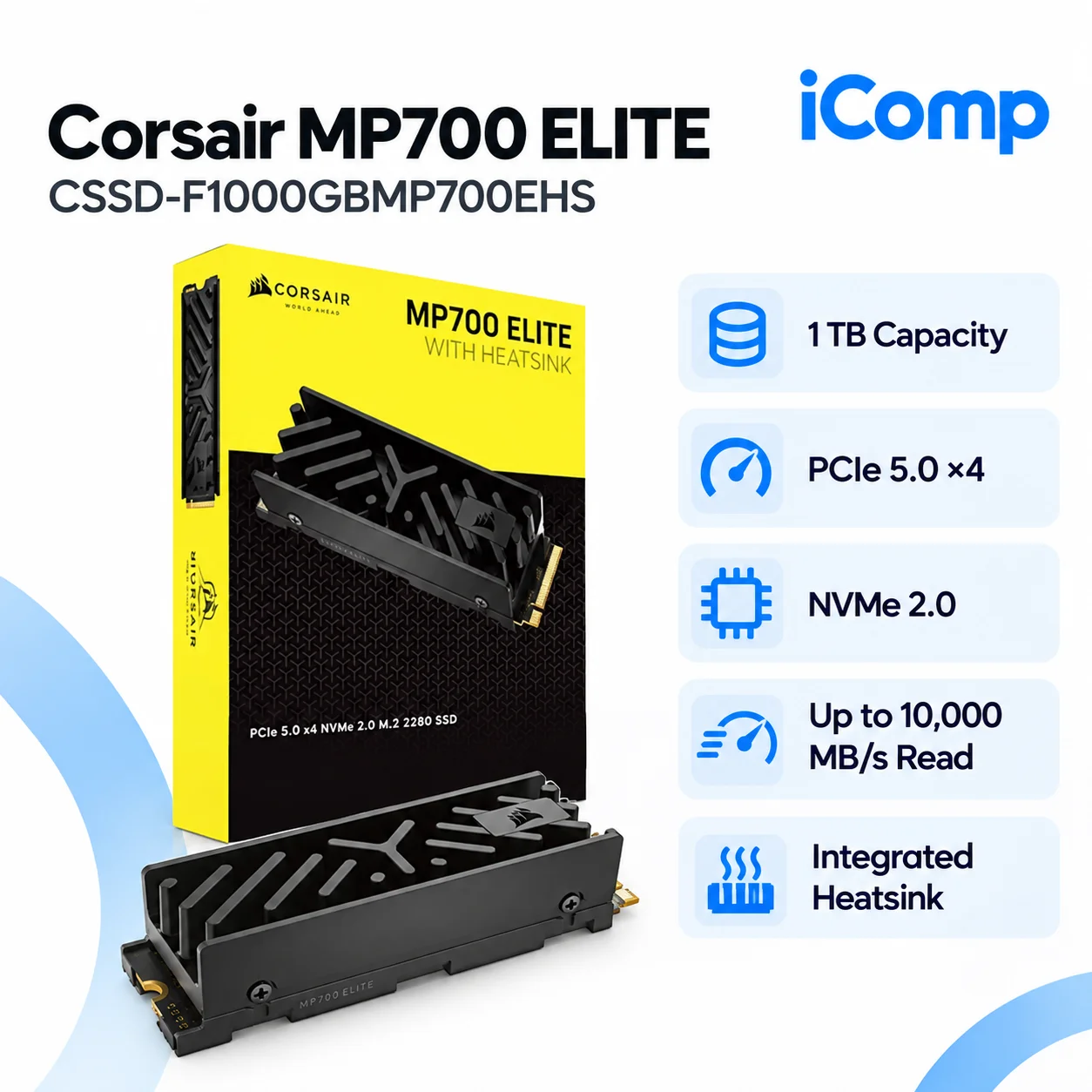 Corsair MP700 ELITE 1TB with Heatsink (CSSD-F1000GBMP700EHS) M.2 SSD
