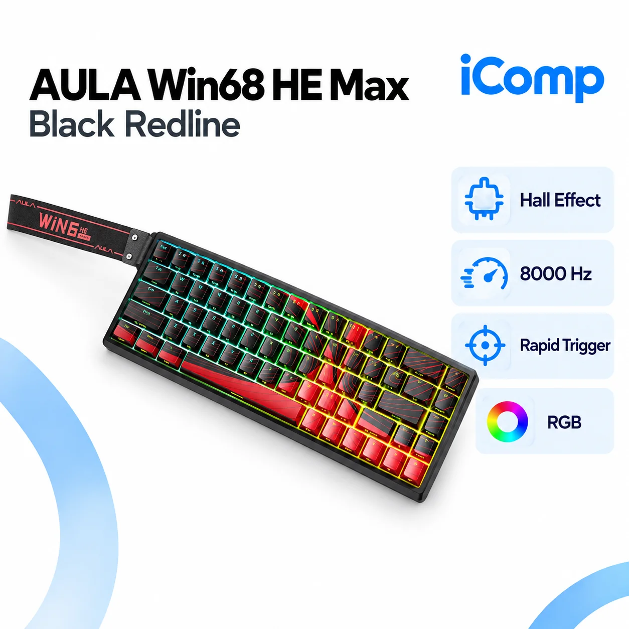 AULA Win68 HE Max Black Redline Gaming Keyboard
