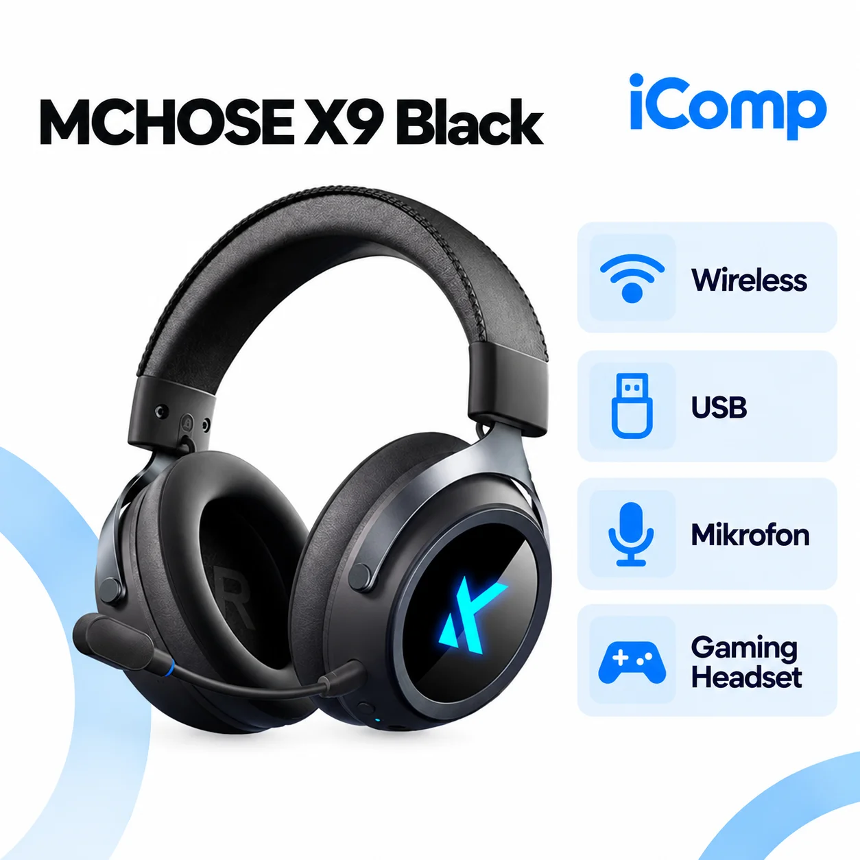 MCHOSE X9 Black Gaming Qulaqliq