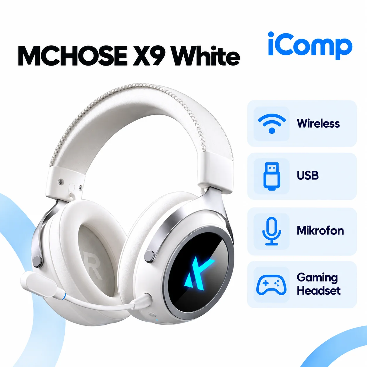 MCHOSE X9 White Gaming Qulaqliq