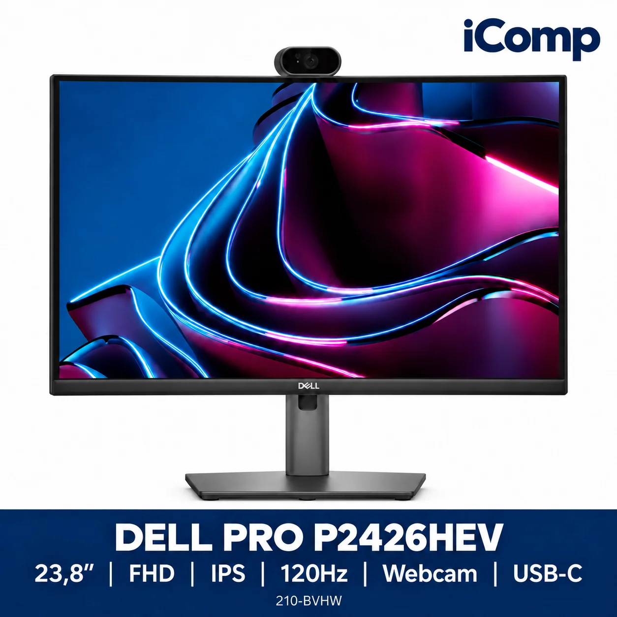 Dell Pro P2426HEV 23.8-inch FHD IPS 120Hz USB-C Hub Webcam Monitor (210-BVHW)