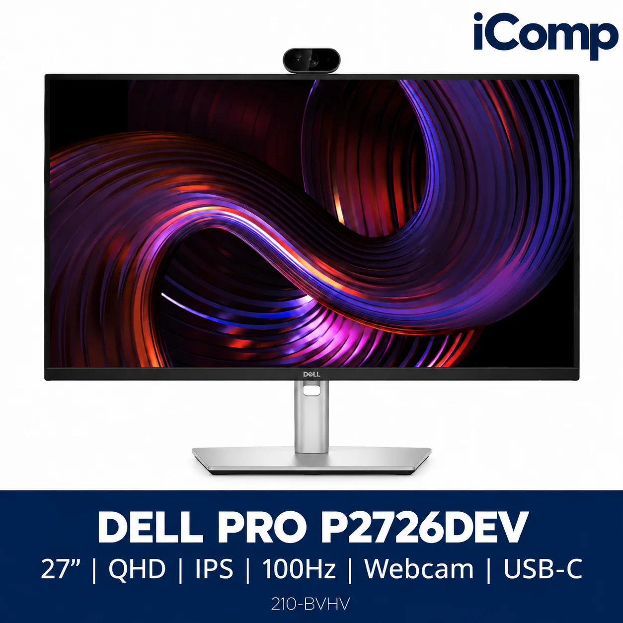 Dell Pro P2726DEV 27-inch QHD IPS 100Hz USB-C Hub Webcam Monitor (210-BVHV)
